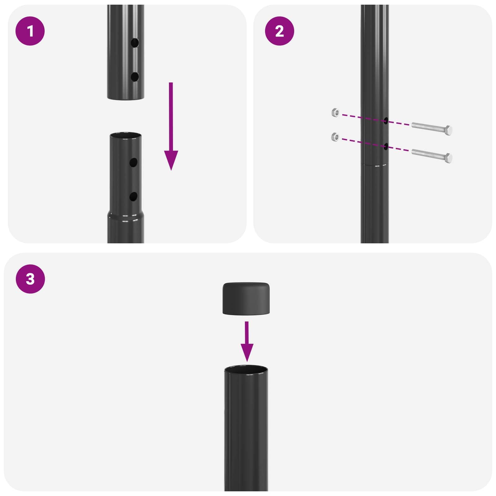 Juego de 12 postes de valla de acero con recubrimiento en polvo, de 160 cm, para valla de jardín, exterior, privacidad y delimitación de terrazas, color gris