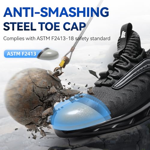 Image of Furuian Steel Toe Shoes for Men Work Women Lightweight Air Cushion Sneakers Slip Resistant Safety Work Boots Indestructible Shoes