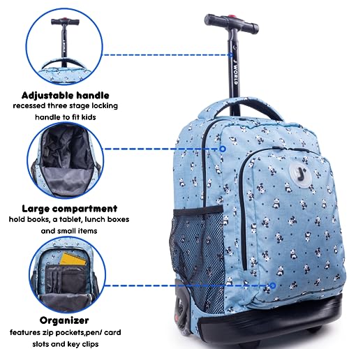 Image of J World Sunny Rolling Backpack for Kids. Roller Bag With Wheels, Panda