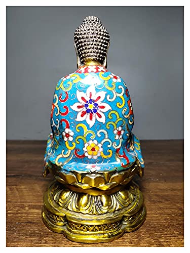 Statue Sakyamuni bronze ancien cloisonné 20cm pour autel zen - 6