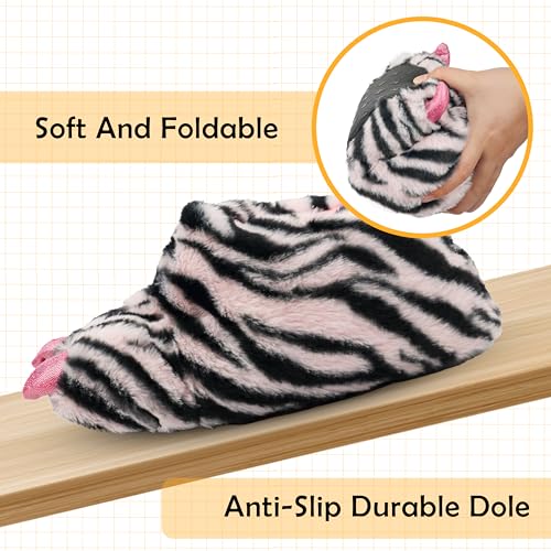 Image of Women Plush Animal Paw Slippers Funny Novelty Bear Claw Slippers Cozy Furry Warm Memory Foam Slippers Gifts for Halloween Christmas
