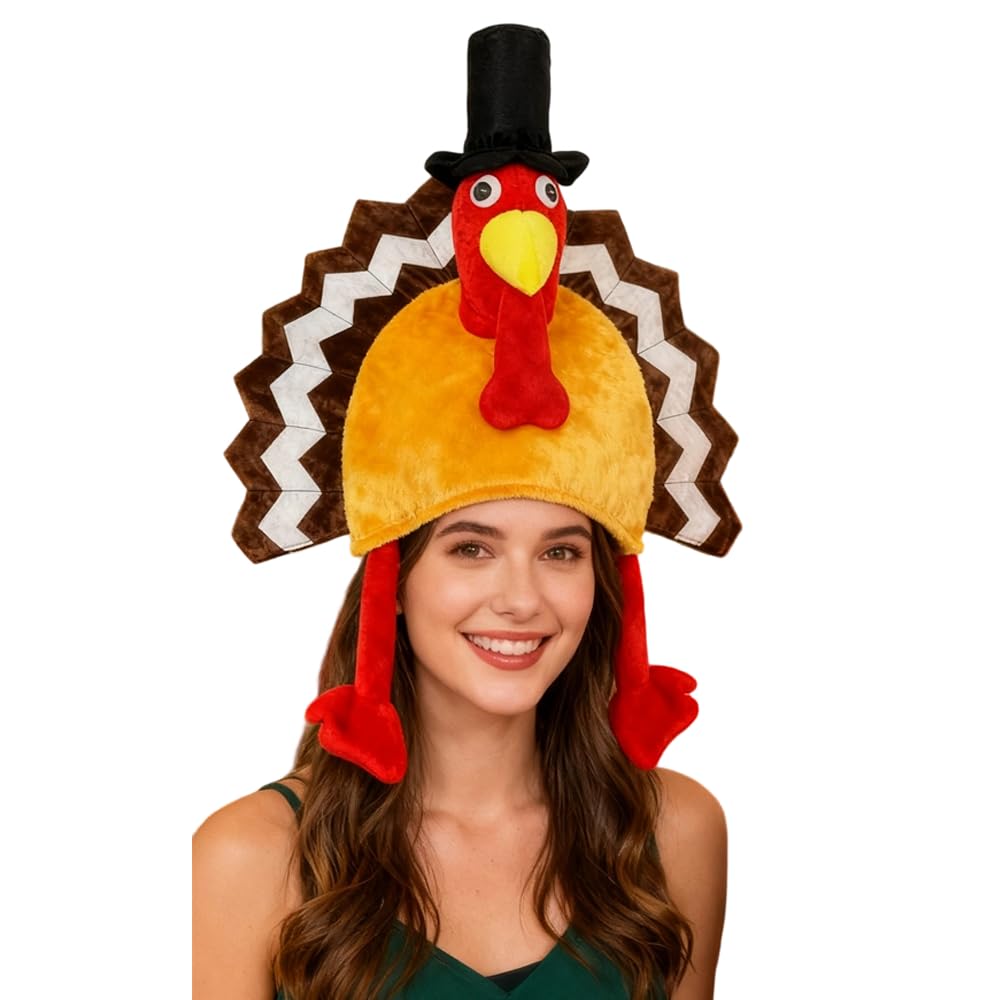 Ram® Turkey Hat Adult Fancy Dress Christmas Xmas Thanksgiving Turkey Hat, Red
