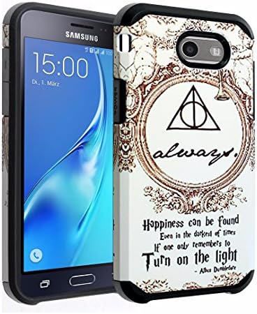 Galaxy J3 Emerge Case, Galaxy Express Prime 2 Case, DURARMOR Harry Potter Hogwarts Train Ticket & Marauders Map Dual Layer Hybrid Shockproof Slim Fit Armor Bumper Air Cushion Defender Case Cover