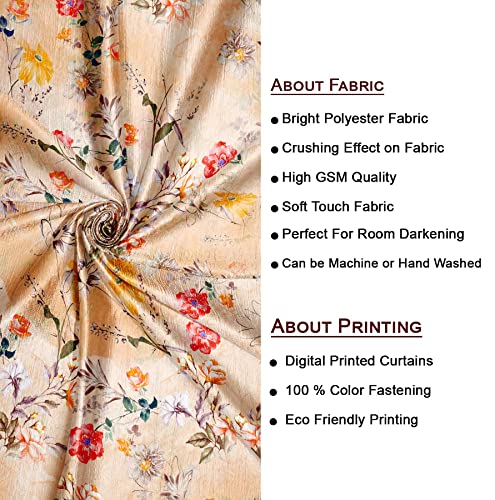 Image of Ultimate Trends 270 GSM Premium Room Darkening Curtains with Tie Back and Diamond Eyelets Set of 2 Panels (6 L x 4 W Feet, Beige)