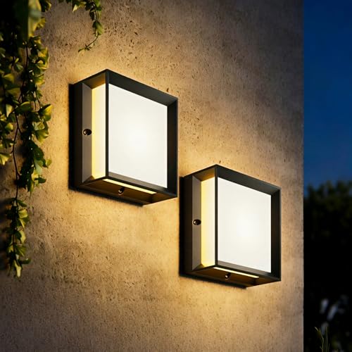 Klighten 2 Pièces Applique Murale 2x E27 Extérieure/Intérieur,Max 60W,IP65 Imperméable pour Intérieur et Extérieur,PC + Aluminium,Ampoule non...