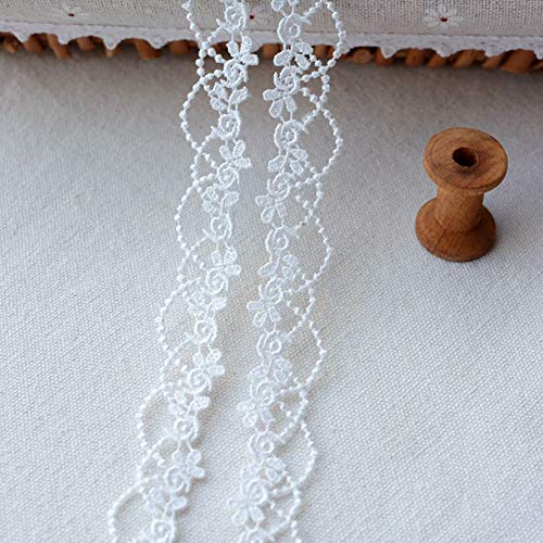 DAHI White Vintage Floral Lace Trim - 15 Yard (13.5 Meters) - Wedding Decoration - Sewing & Craft Projects