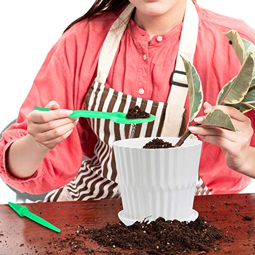 Sietpoek Plant Pots - 6.7 Inch Cylinder Ceramic Planters With Connected Saucer, Pots For Succuelnt And Little Snake Plants, Set Of 2, White #TOP3