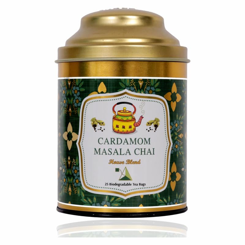 Image of Sancha Tea Boutique, Maison Collection, Diwali Gift Box, Finest Masala Chai, Loose Leaf Tea & 50 Pyramid Tea Bags, Tea Assortment, Gift of Health, Premium Tea Hamper