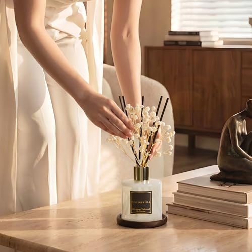 Image of COCORRINA Reed Diffuser - Mahogany & Teakwood 6.7 fl oz Scented Diffuser with 8 Sticks Home Fragrance Reed Diffuser for Bathroom Shelf Decor
