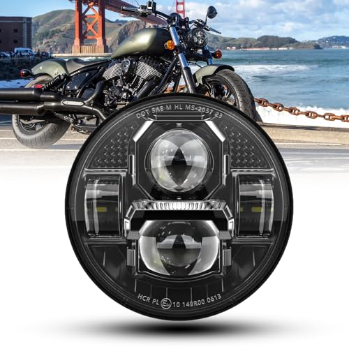 bamotoop 14,6 cm LED Fari Motocicletta Omologati per Harley Davidson Dyna Street Bob Super Wide Glide Low Rider Night Rod Train Sportster Iron 883 Indian Scout Triumph