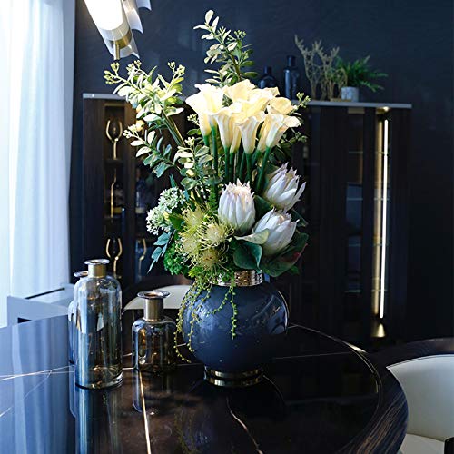 Centros de mesa florales artificiales blancos con maceta para decoración 3