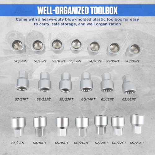 Image of 20Pcs Wheel Lock Removal Kit, Porsche Wheel Lock Key Set, Wheel Lock Removal Tool Kit Lug Nut Key Set, Anti-Theft Screw Remover for Removing and Locking