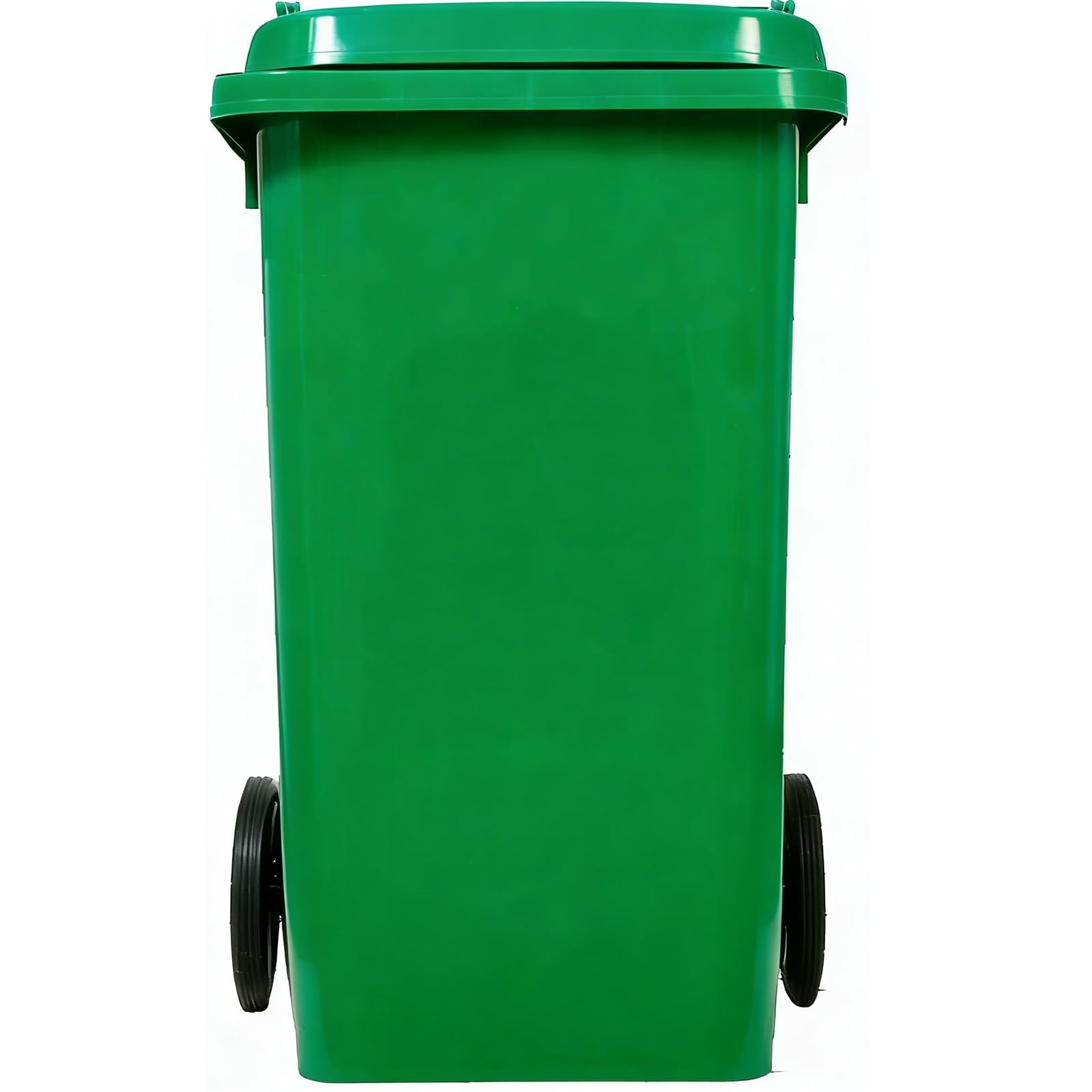 Ciche gumowe koła kosz na śmieci do zróżnicowanego zbierania wewnątrz recyklingu na zewnątrz, wytrzymały plastik (zielony, 240L)