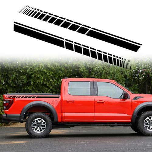Image of RUIANTE Sports Racing Stripe Stickers Car Body Door Side Stripe Graphic Vinyl Decals for Rear Cars Truck Off-Road Pickup Trunk Universal Vinyl Stickers Racing Accessories (2pcs Black), rat21690