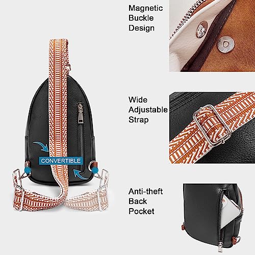 Image of CLUCI Sling Bag for Women, Vegan Leather Fanny Pack Crossbody Bags for Women, Chest Bag With Guitar Strap