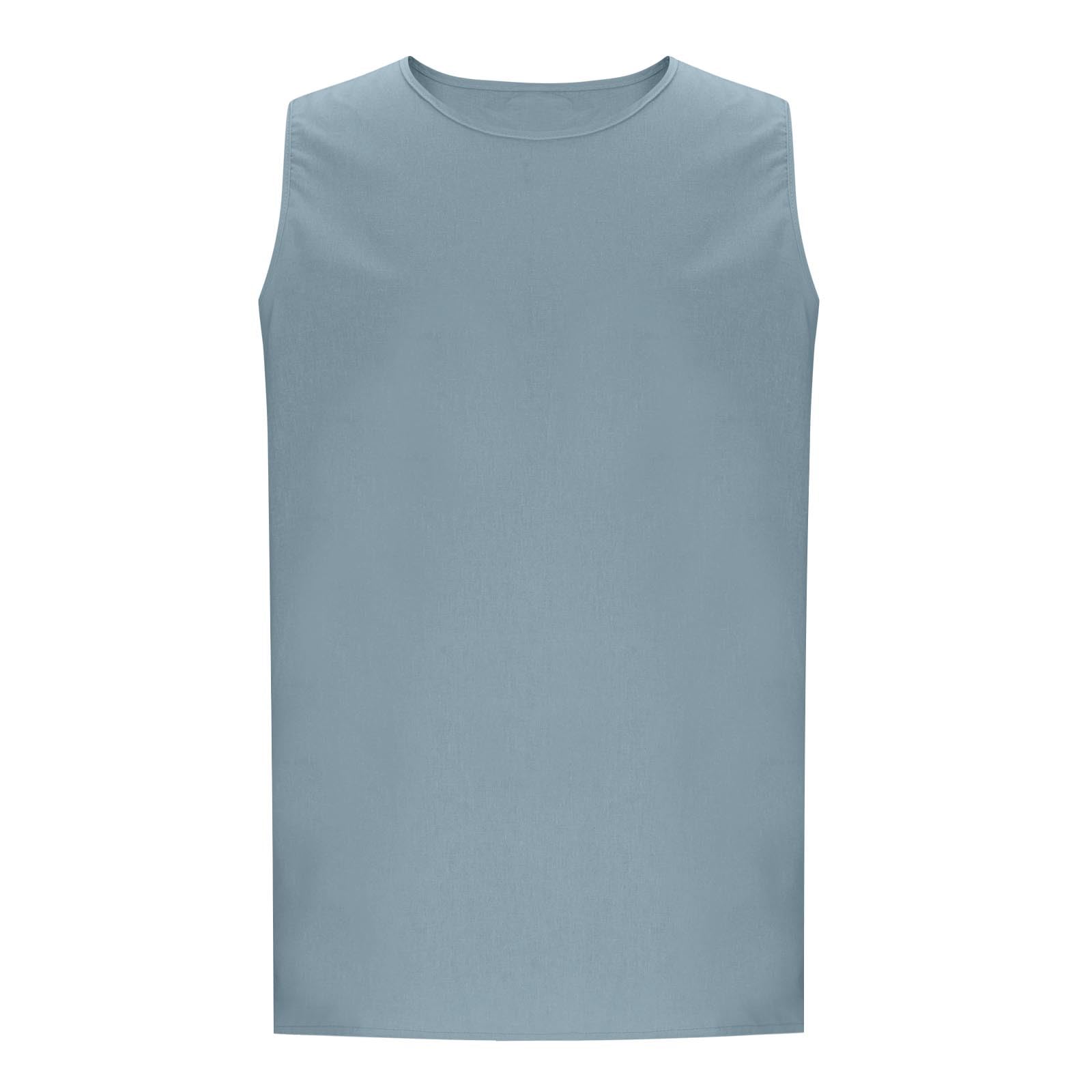 Camiseta Tirantes Hombre,Algodón y Lino Camisa Sin Mangas para Verano Básica Cuello Redondo Ropa Hombre Color Sólido Camiseta Deportivos de Entrenamiento Ligero y Transpirable Tank Top