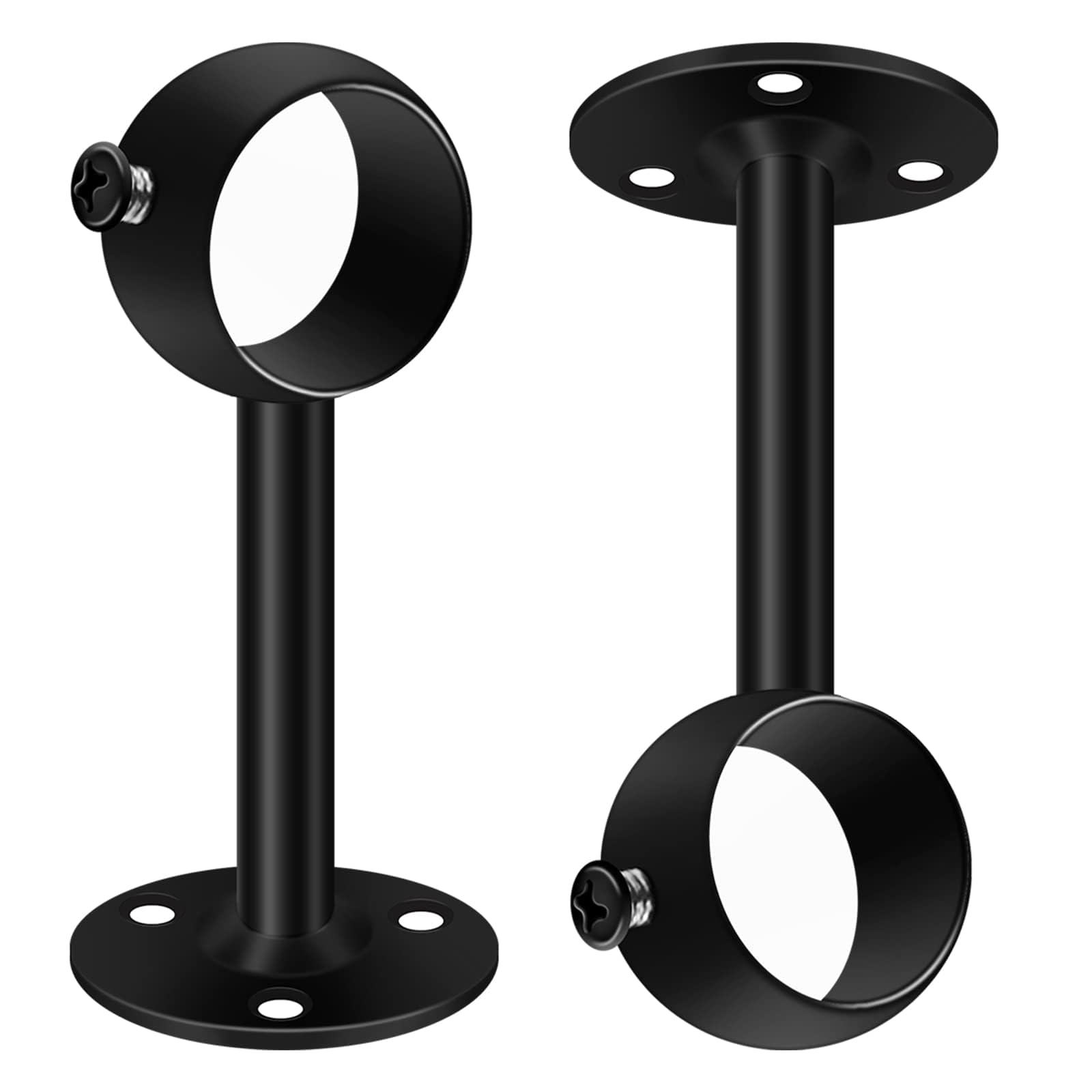 Ceiling Curtain Pole Brackets, Gardinenstangen Halterungen, 32mm, schwarzes Metall, Decken- oder Wandmontage, strapazierfähige, Edelstahl, Wandhalterungen für Kleiderstangen mit Schrauben, 2 Stück