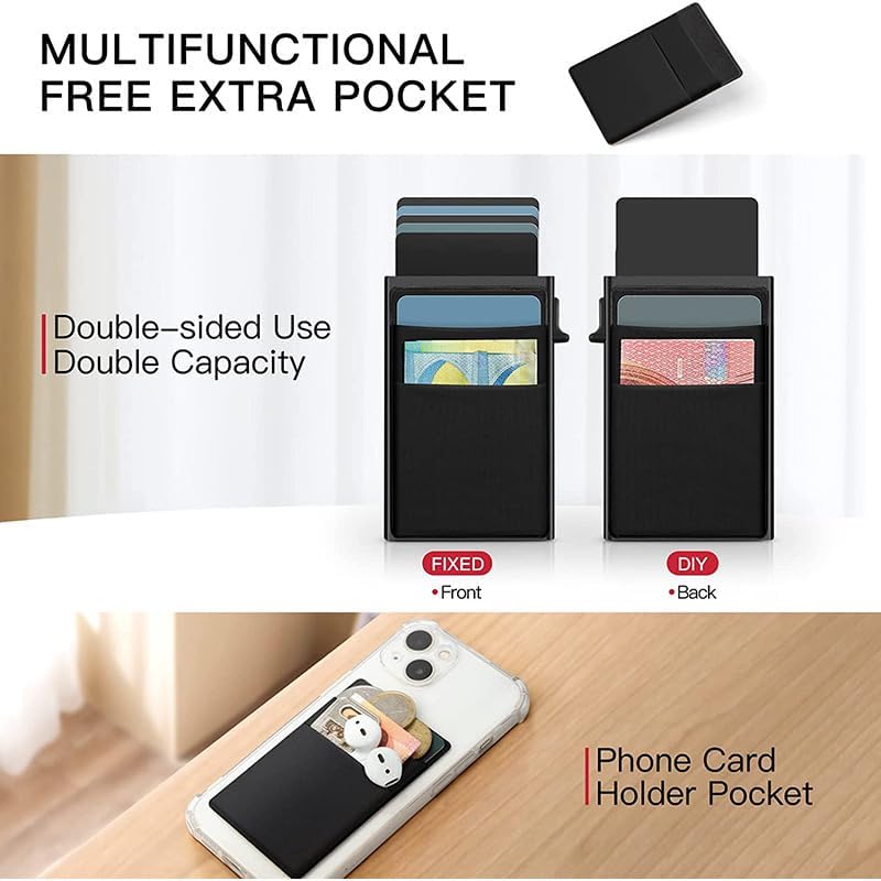 Men's RFID wallet, slim pop-up card holder, minimalist smart wallet, front pocket, compact metal credit card holder, men's gift (EDC box)3