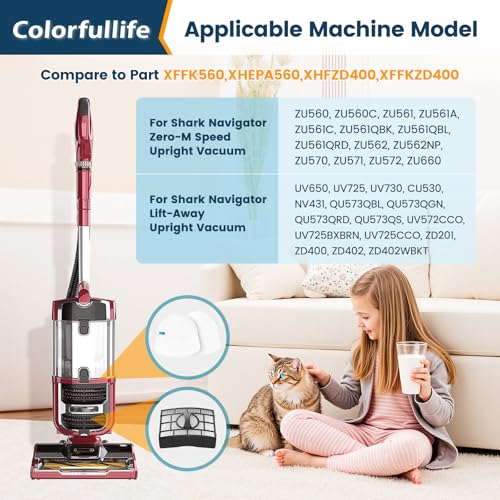 Image of 4 Foam and Felt Filters Replacement for Shark Navigator Zero-M Lift-Away Upright Vacuum UV650 UV725 ZU560 ZU560C ZU561 ZU562 ZU572, XHEPA560 & XFFK560