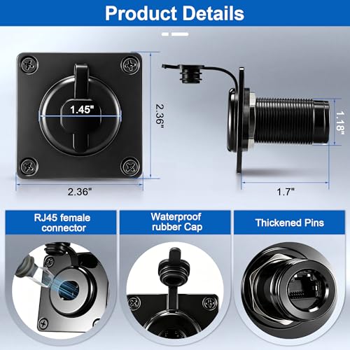Image of Dreyoo Pass Through Wall Socket Compatible with Starlink Gen3, RJ45, CAT6, Ethernet Bulkhead Connector, Aluminum Female to Female Wall Plate for Camper Trailer Boat, IP68 Waterproof