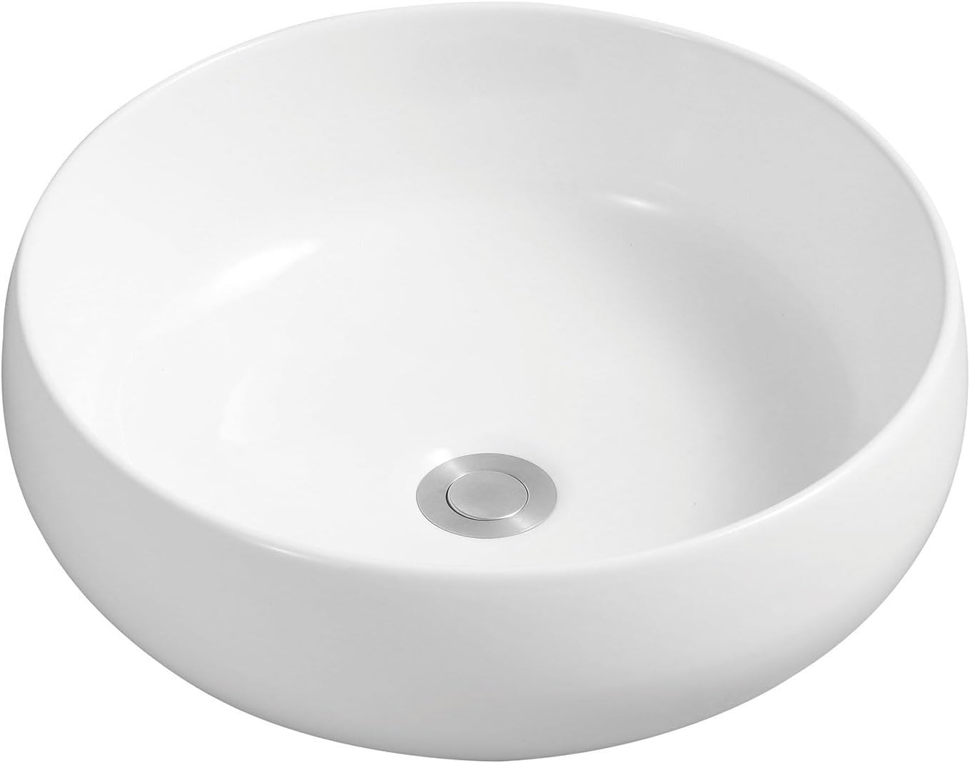 Dowell Bathroom Vessel Basin, Bowl Sink, Round Ceramic Countertop Modern Sink,White, Modern Design Bowl for Bathroom- 000 1515 21