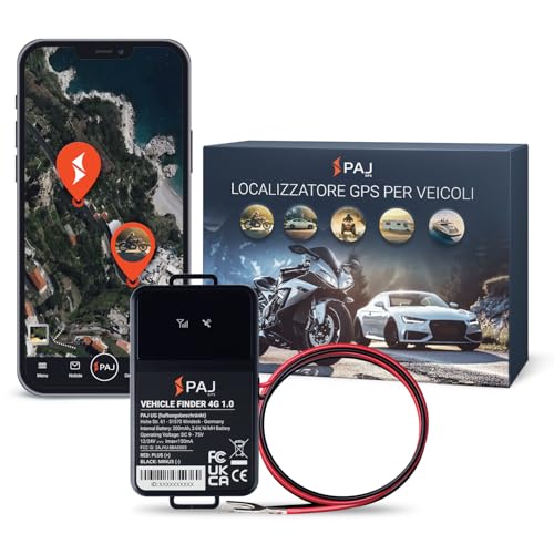 PAJ VEHICLE Finder 4G 1.0, Localizzatore GPS per Moto, Auto e altri Veicoli, Collegamento Diretto alla Batteria, Tracciamento in Tempo Reale, Perfetto per la Gestione delle Flotte Aziendali