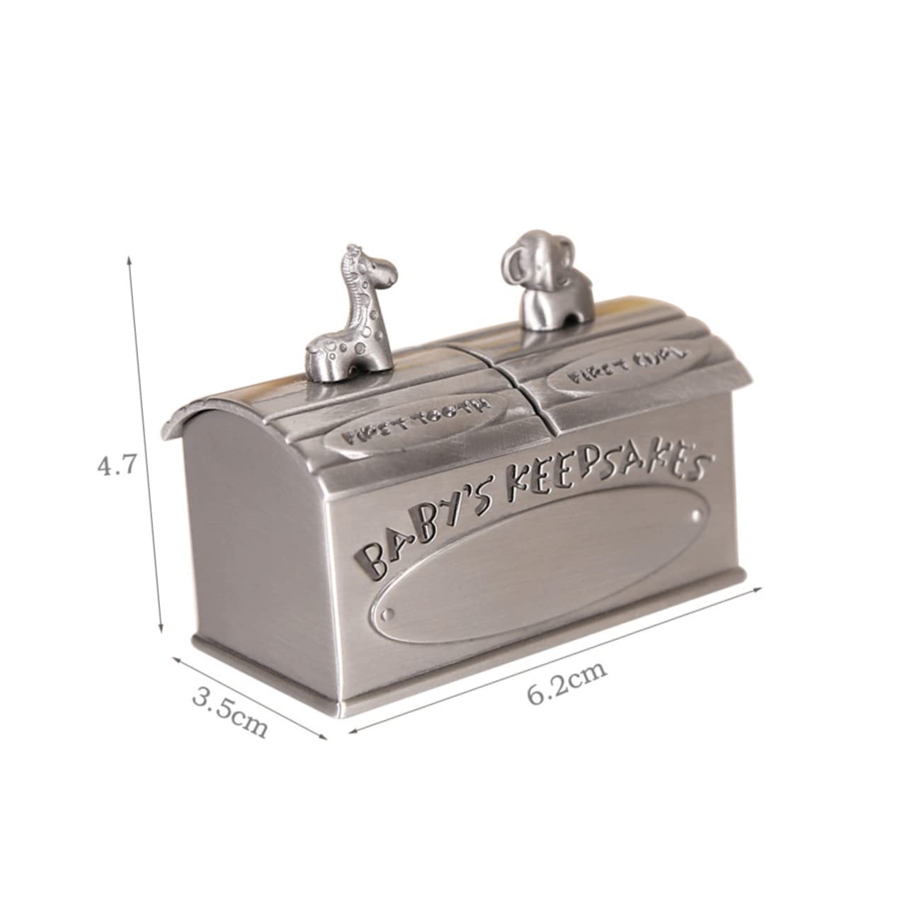 Caja para Dientes de Leche y Recuerdos para Bebés, Aleación de Zinc Plateada, Diseño Compacto y Portátil, Segura para Uso en Bautizo y Año