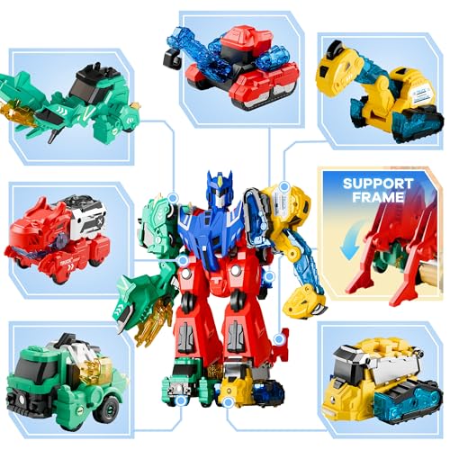 Image of iPlay, iLearn Kids Dinosaur Transform Robot Toy Magnetic Transforming Truck