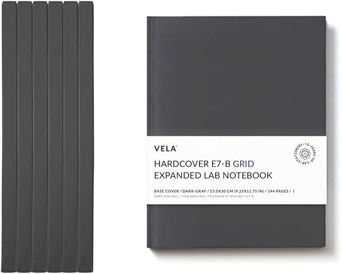 Vela Sciences E7-B - Cuaderno de laboratorio de tapa dura expandido, 9.25 x 11.75 pulgadas (9.3 x 11.8 in), 144 páginas, encuadernado permanente,