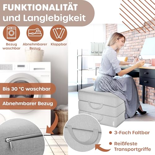KESSER® Klappmatratze 75 x 195 x 15 cm Gästematratze 3-Fach faltbar zum Sitzhocker Faltmatratze Schaumstoff 25kg/m³ extra dick 15cm atmungsaktiv waschbar Abnehmbarer Bezug inkl. Camping Tragetasche
