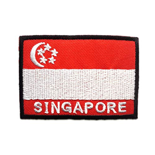 Singapour drapeau bannière - Ecusson thermocollant patches appliques, Taille: 4,8 x 7 cm
