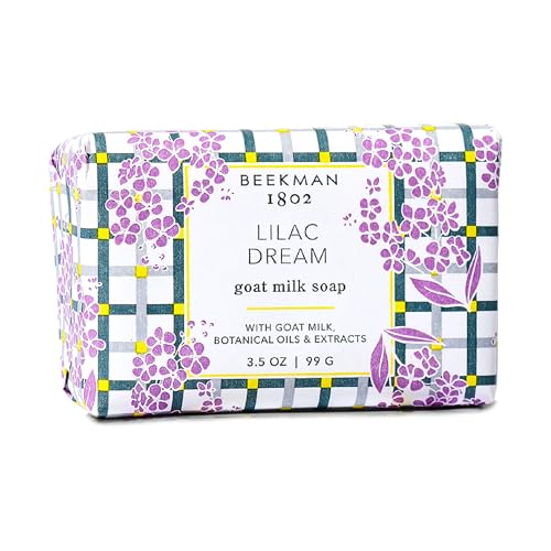Image of Beekman 1802 Goat Milk Soap - Moisturizing Hand & Body Soap Bar with Shea Butter & Botanical Oils, Triple-Milled, Non-Drying, Made for Sensitive Skin, Lilac Dream 3.5 oz