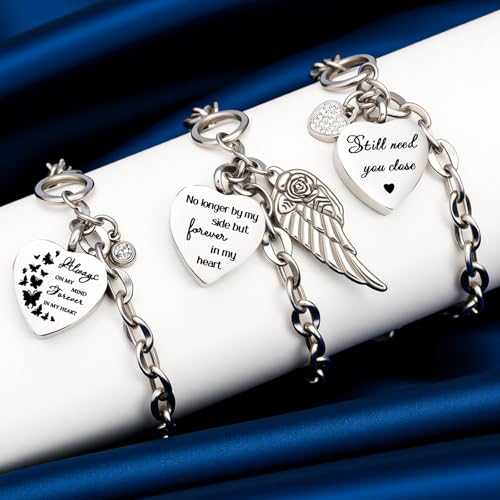 3 Pack Urn Bracelet for Ashes Cremation Ashes Bracelet Memorial Rhinestones Jewelry Heart Locket Holder with Different Words Stainless Steel Urns Bangle Keepsake for Women Men3