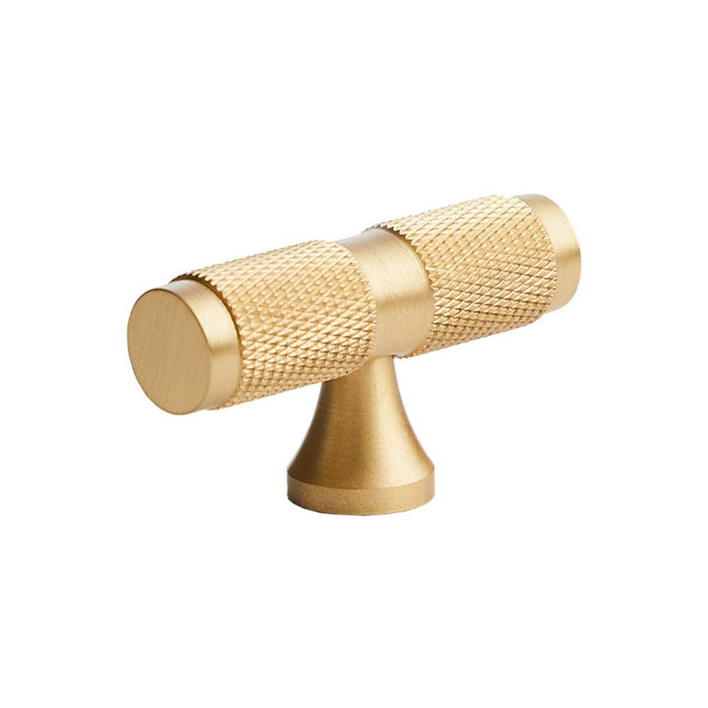 Gold Kitchen Cabinet Knobs and Pulls Knurl Brass Drawer Dresser Pulls Cupboard Wardrobe Door Handles Modern 2Pack (2,Single Hole bar)