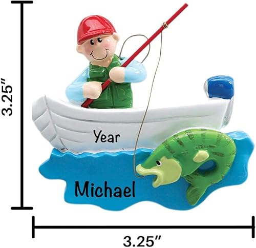 Miniatura 8 de Adorno de pesca personalizado 2025 | Personalización gratuita las 24 horas | Adornos de Navidad deportivos grabados con láser para árbol | Regalo