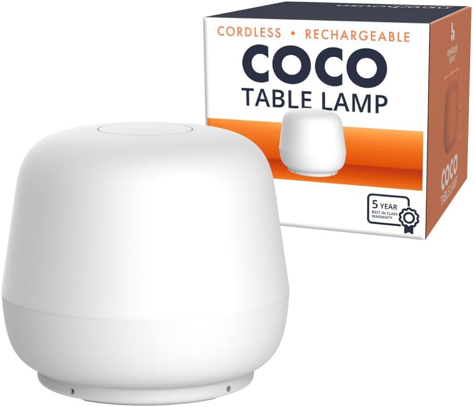 ‎Newhouse Lighting Coco, White 2700K Dimmable Cordless Portable USB-C Rechargeable Table Lamp NHTL-CO-WH, Cordless Desk Lamp for Living Room, Bedroom, Coffee Table, and Other Cozy Home Decor image 2