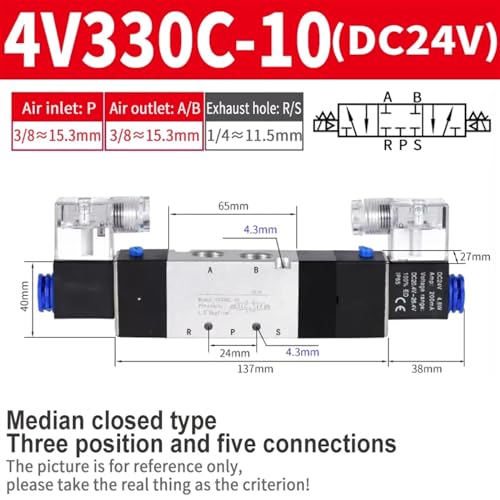 Électrovanne 4V120-06 DC24V compacte pour commande de vérin 5/2