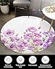 Flower Purple Fluffy Round Area Rug Carpets 4ft, Plush Shaggy Carpet Soft Circular Rugs, Non-Slip Fuzzy Accent Floor Mat for Living Room Bedroom Nursery Elegant Spring Botanical Summer White #2