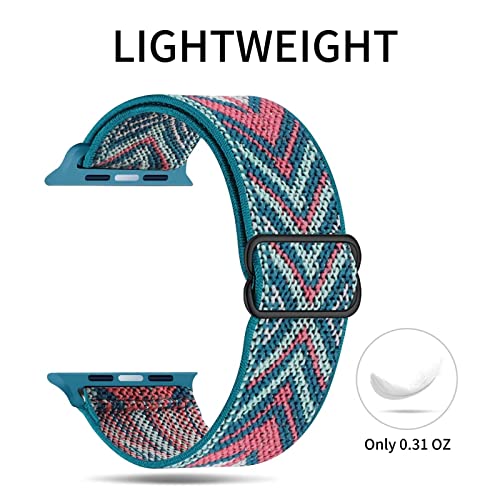 Image of VEMIGON Stretchy Band Compatible with Apple Watch Strap 46mm 45mm 44m 42mm 49mm 41mm 40mm 38mm, Adjustable Nylon Braided Solo Loop for iWatch Series 11 10 9 8 7 6 5 4 3 2 1 SE3 SE2 SE Ultra (No Watch)