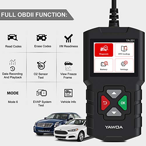 JDIAG OBD2 Scanner Enhanced Car Code Reader Check Engine Light OBDII CAN Diagnostic Scan Tool Universal for Vehicles After 1996 - Black