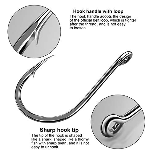 Jinlaili Fish Hooks, 100 PCS Fishing Hooks in 10 Sizes, Circle Hooks Fishing, Barbed Hooks Fishing - Image 4