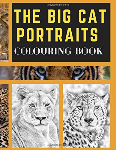 The Big Cat Portraits Colouring Book: Grayscale & Realistic Big Wild Cats Animal Colouring Book - Lions, Cheetah, Leopards, Tigers, Panthers, Jaguars, Cougar, Lynx and Puma Colouring Pages for Adults.