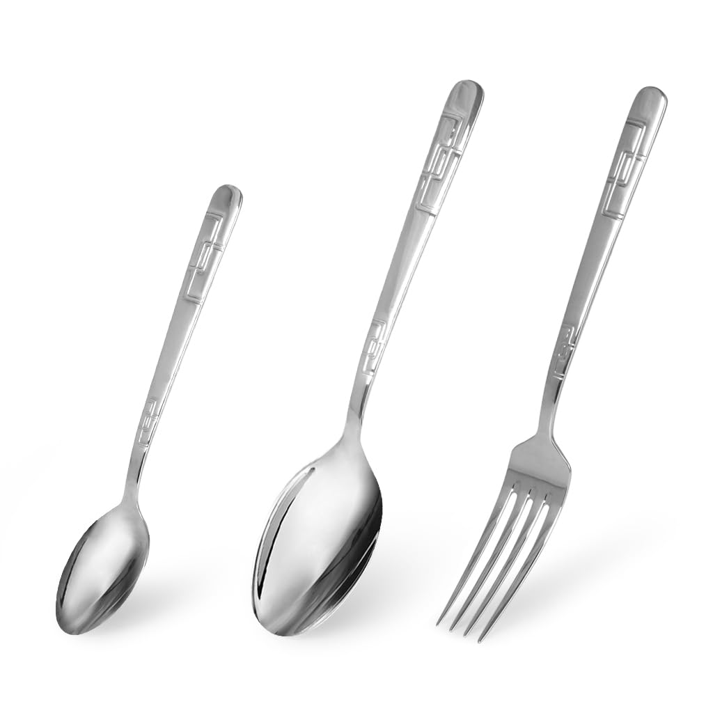 Fissman Turín - Cubertería de 18 piezas de acero inoxidable 18/10 de grado alimenticio, metal duradero, acabado espejo, uso en el hogar, restaurante y hotel