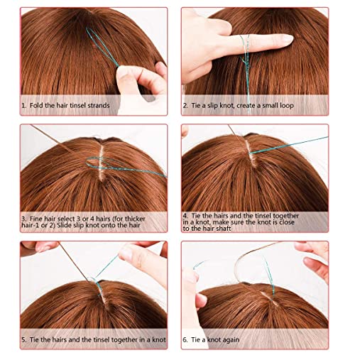 Amchoice TINSEL Kit With Tools 16 Colors 3500 Strands Fairy Hair Tinsel Heat Resistant Sparkling Shiny Tinsel Hair Extensions 48 Inch Colorful Hair Tinsel Strands Kit thumb #5