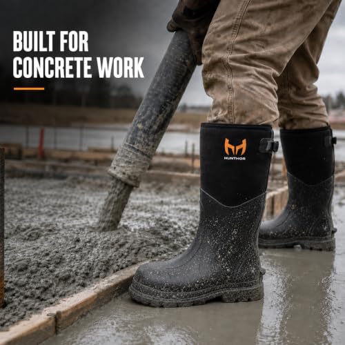Image of Hunthor Steel Toe Rubber Work Boots, Puncture-Proof with Steel Shank