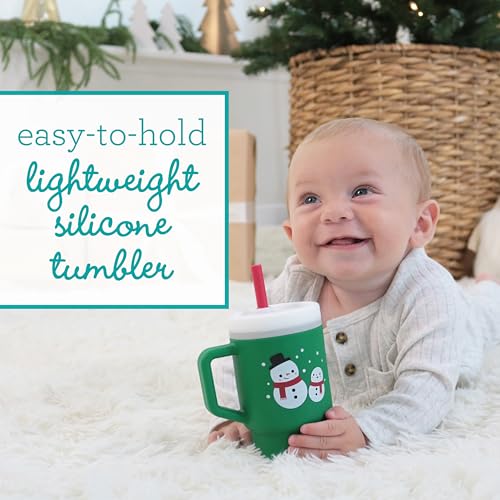 Image of Infantino My 1st Tumbler - Adorable Miniature Tumbler with Leak-Resistant Straw and Toddler-Friendly Handle, Encourages Hydration, Easy to Clean, (290 ml), Green Snowman