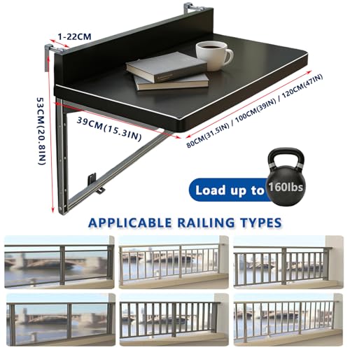 Mesa de barandilla para balcón regulable en altura y terraza 3