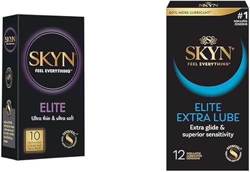 SKYN Condones Elite (10 unidades) y condones SKYN Elite Extra Lube (12 unidades)