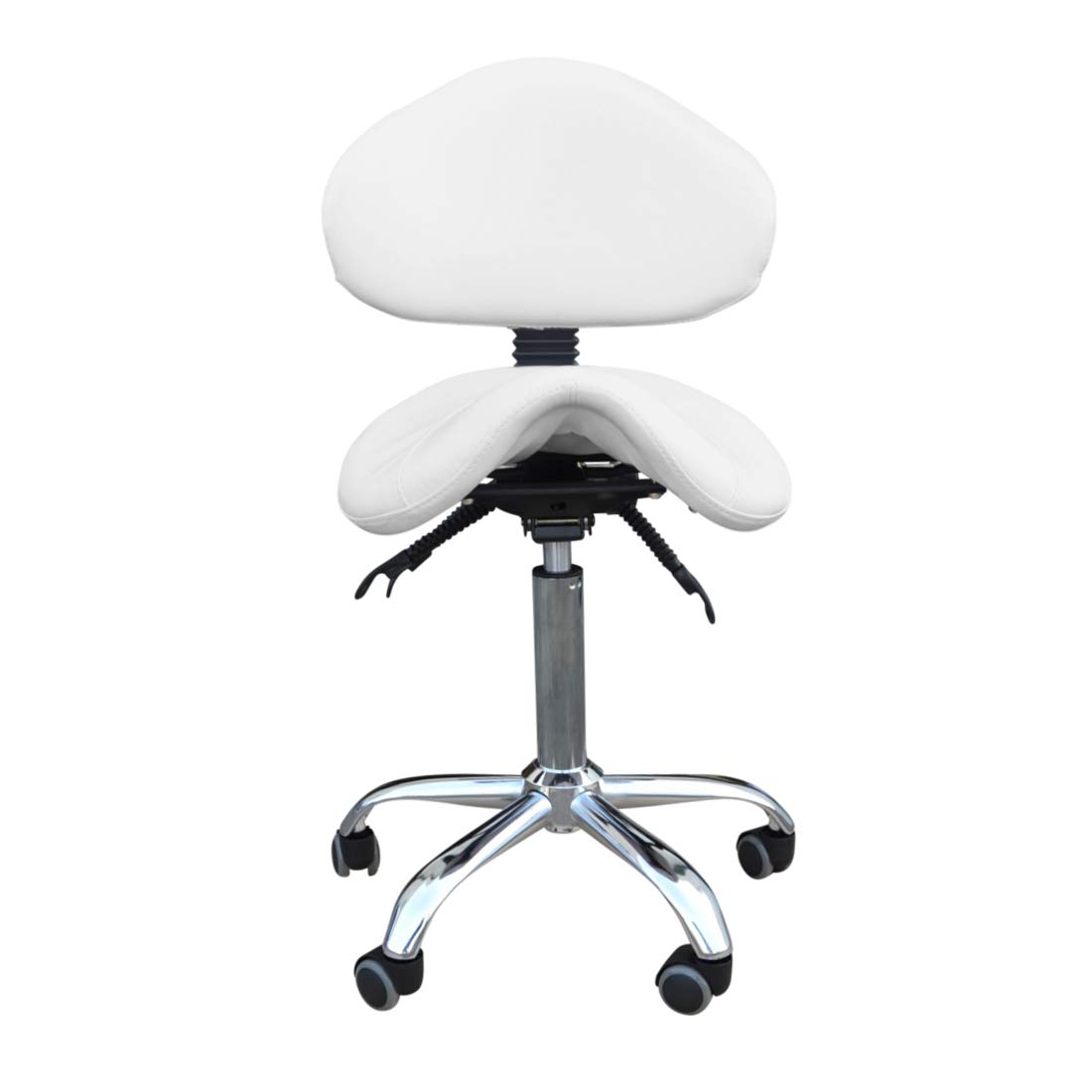 Tabouret de Selle Ergonomique Land pour Esthéticienne, Studio de Tatouage et Physiothérapie (Blanc)