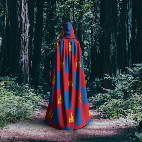 Cape à capuche médiévale au motif drapeau mongol pour carnaval